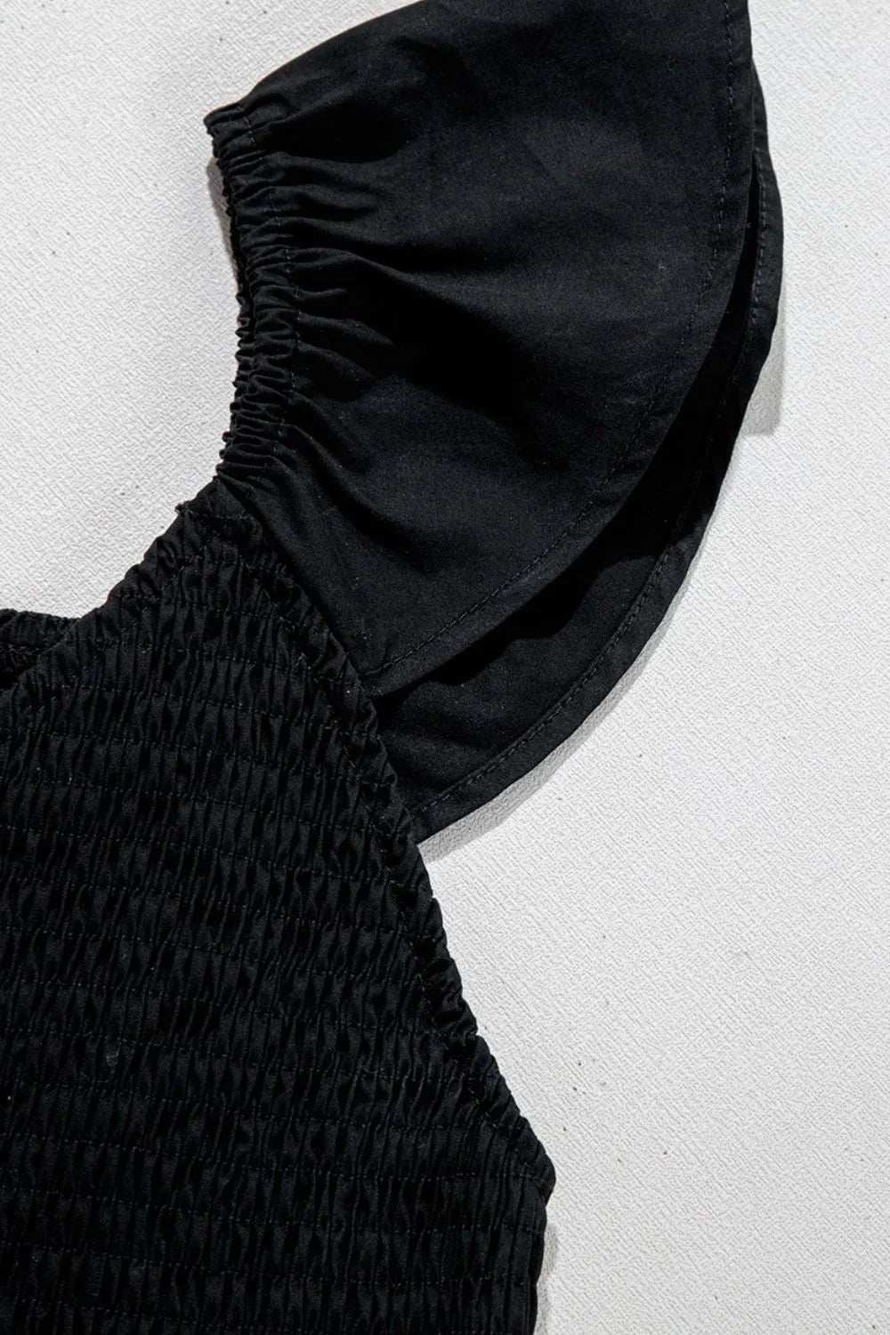 V Neck Ruffled Cap Sleeve Smocked Maxi Dress - Trendsi - Flyclothing LLC