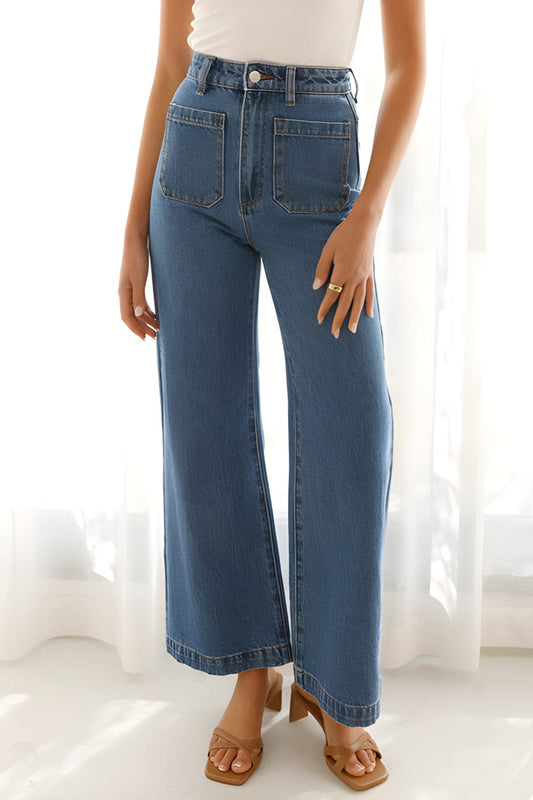 High Waist Bootcut Jeans with Pockets - Trendsi