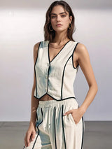Stripe Vest and Pants Two-Piece Set - Trendsi - Flyclothing LLC