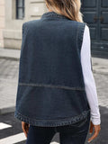 Snap Down Sleeveless Denim Jacket - Trendsi - Flyclothing LLC