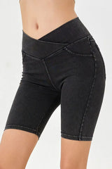 Basic Bae Asymmetrical Waist Denim Shorts with Pockets - ShopBasicbae - Flyclothing LLC