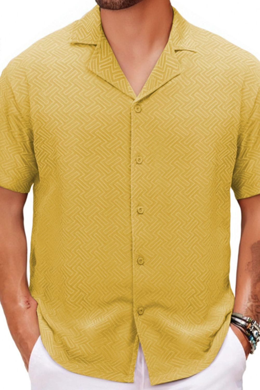 Men's Plus Size Button Down Short Sleeve Shirt - Trendsi