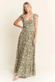 Jade By Jane Ruffle Sleeve Tiered Maxi Dress - Trendsi