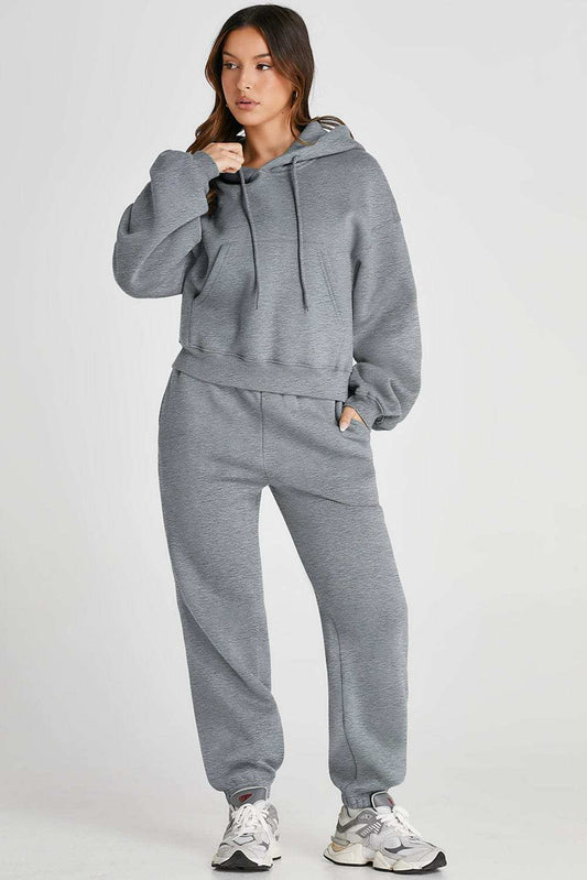 Dropped Shoulder Hooded Top and Pants Active Set - Trendsi - Flyclothing LLC