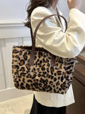 Leopard Fluff Tote Bag - Trendsi - Flyclothing LLC