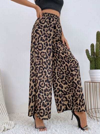 Printed Elastic Waist Wide Leg Pants - Trendsi - Flyclothing LLC