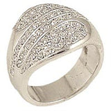 0C212 - Rhodium Brass Ring with Top Grade Crystal  in Clear
