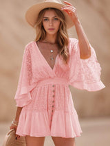 Lace Cutout Half Sleeve Mini Dress - Trendsi - Flyclothing LLC