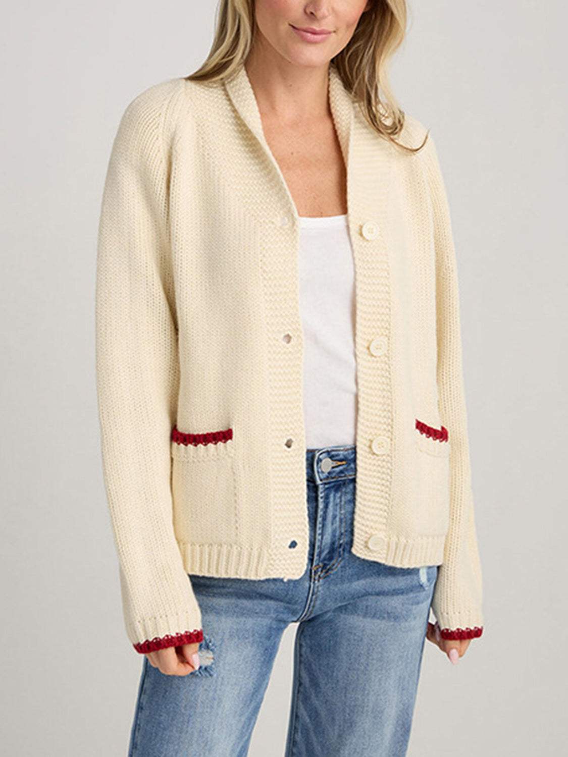Lobster Button Up Long Sleeve Cardigan - Trendsi - Flyclothing LLC