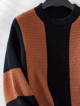 Color Block Round Neck Long Sleeve Sweater - Trendsi - Flyclothing LLC