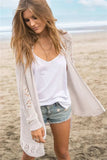 Openwork Side Slit Open Front Long Sleeve Cardigan - Trendsi - Flyclothing LLC