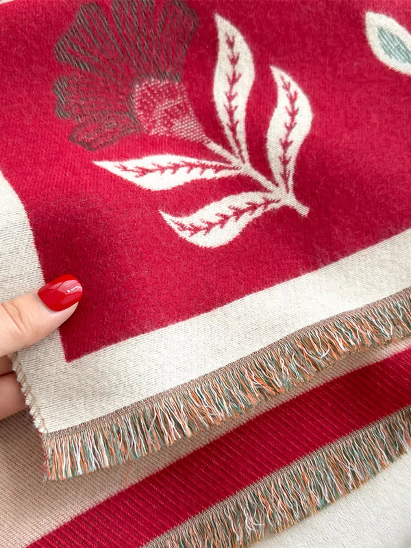 Printed Raw Hem Shawl - Trendsi - Flyclothing LLC