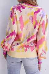 Contrast Round Neck Long Sleeve Sweater - Trendsi - Flyclothing LLC