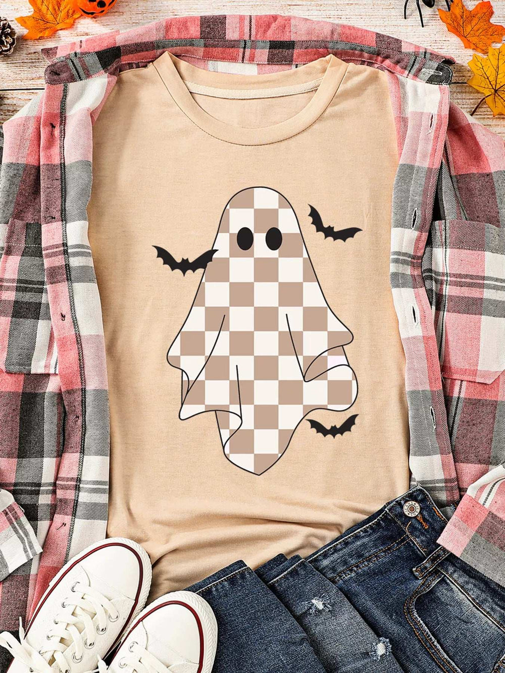Ghost Bat Halloween Holiday Graphic Tee - Trendsi - Flyclothing LLC