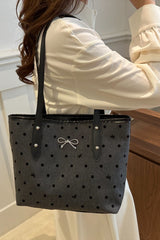 Bow Trim Polyester Tote Bag - Trendsi