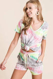 BiBi Tie Dye Print Shorts With Twill Tape Drawstring - Trendsi - Flyclothing LLC