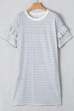 Stripe Round Neck Short Sleeve Mini Dress - Trendsi - Flyclothing LLC