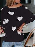 Heart Scoop Neck Long Sleeve Sweater - Trendsi - Flyclothing LLC