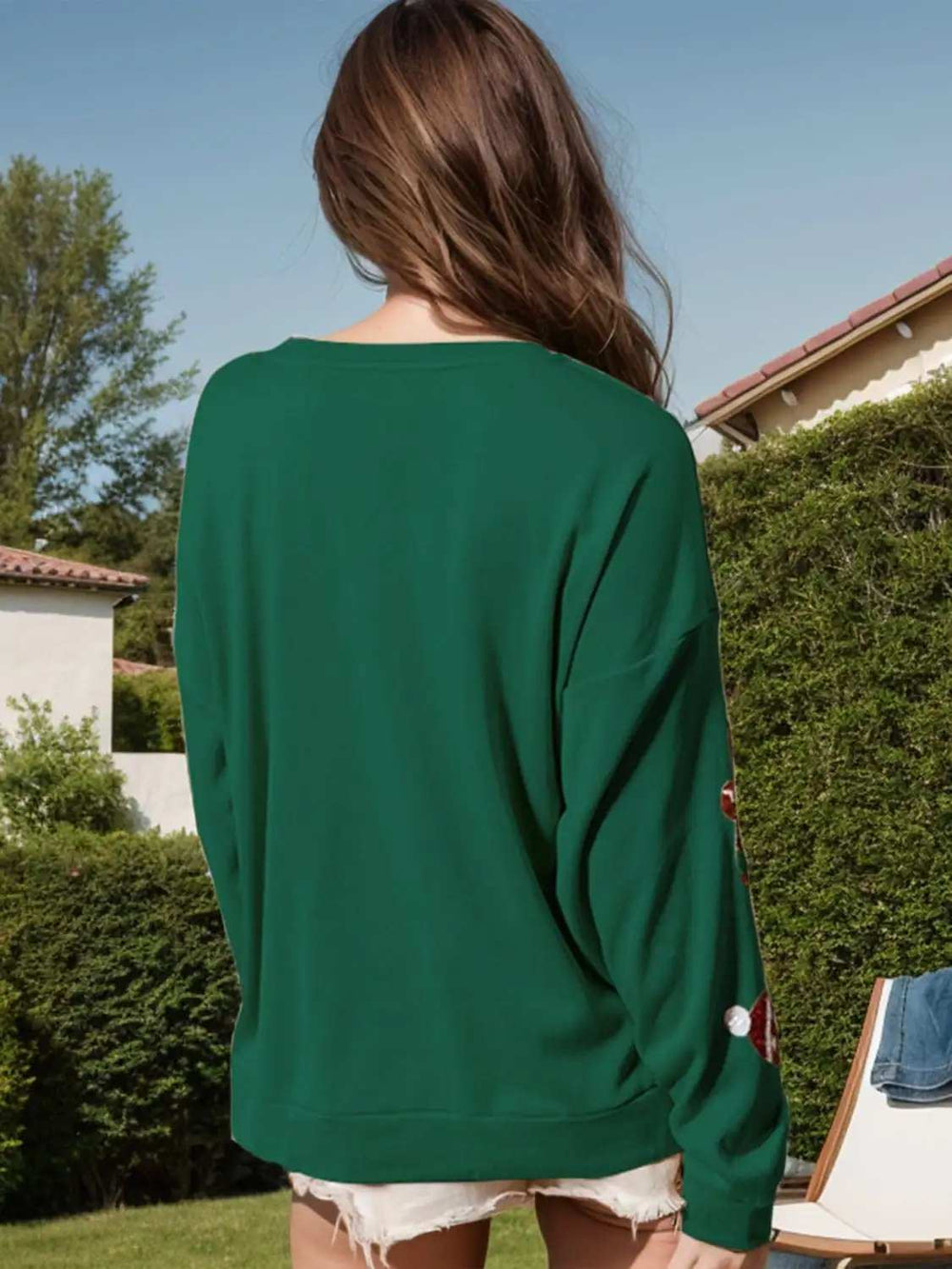 Sequin Gingerbread Man Long Sleeve Sweatshirt - Trendsi - Flyclothing LLC