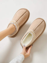 Faux Fur Suede Platform Slippers - Trendsi - Flyclothing LLC