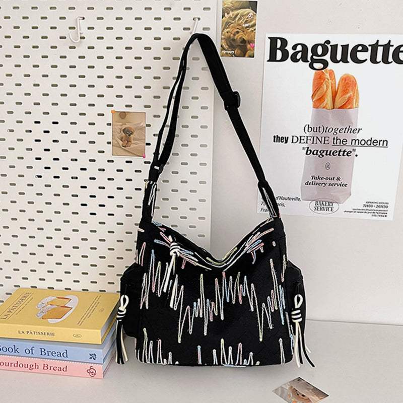 Contrast Texture Shoulder Bag - Trendsi - Flyclothing LLC