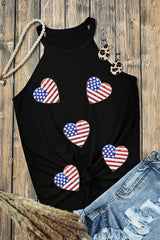 Heart US Flag Round Neck Grecian Neck Tank - Trendsi - Flyclothing LLC