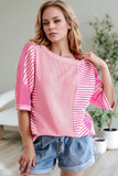 Stripe Color Block Half Sleeve T Shirt - Trendsi