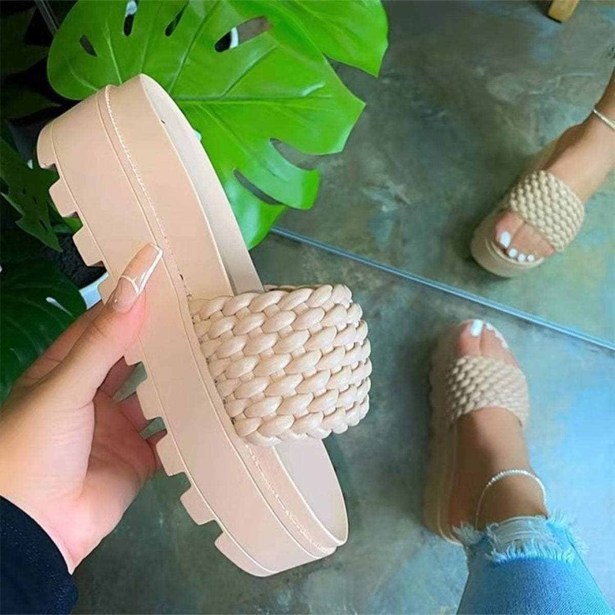 PU Leather Open Toe Platform Sandals - Trendsi - Flyclothing LLC