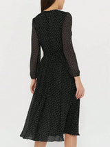 Polka Dot Long Sleeve Midi Dress - Trendsi - Flyclothing LLC