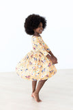 Ponies & Poppies 3/4 Sleeve Pocket Twirl Dress - Mila & Rose ®