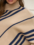Striped Pattern Batwing Sleeve Sweater - Trendsi - Flyclothing LLC