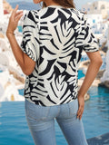 Printed Button Up Short Sleeve Shirt - Trendsi