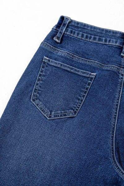 Front Pocket Patch High Waisted Wide Leg Jeans - Trendsi - Flyclothing LLC