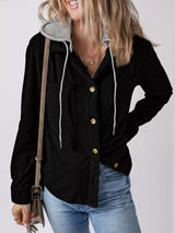 Hooded Corduroy Button-Down Jacket - Trendsi - Flyclothing LLC