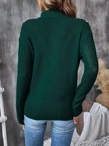 Perfee Contrast Half Zip Long Sleeve Sweater - Trendsi - Flyclothing LLC