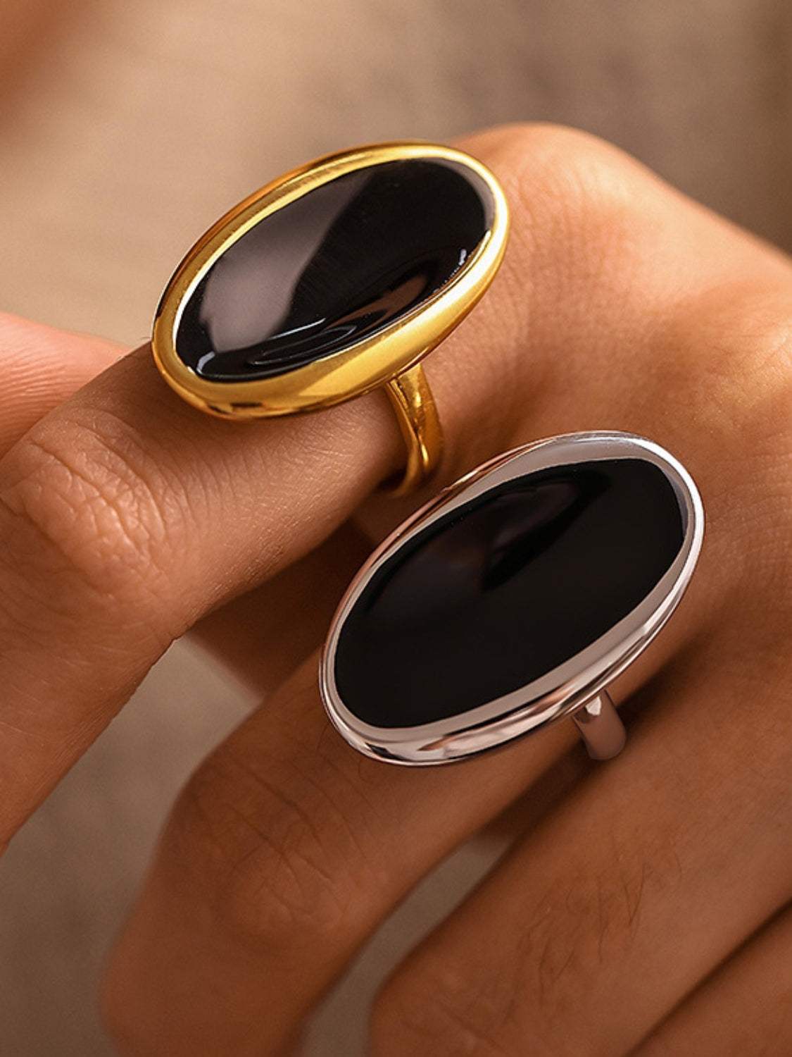 Stainless Steel Oil Drip Elliptical Open Ring - Trendsi - Flyclothing LLC