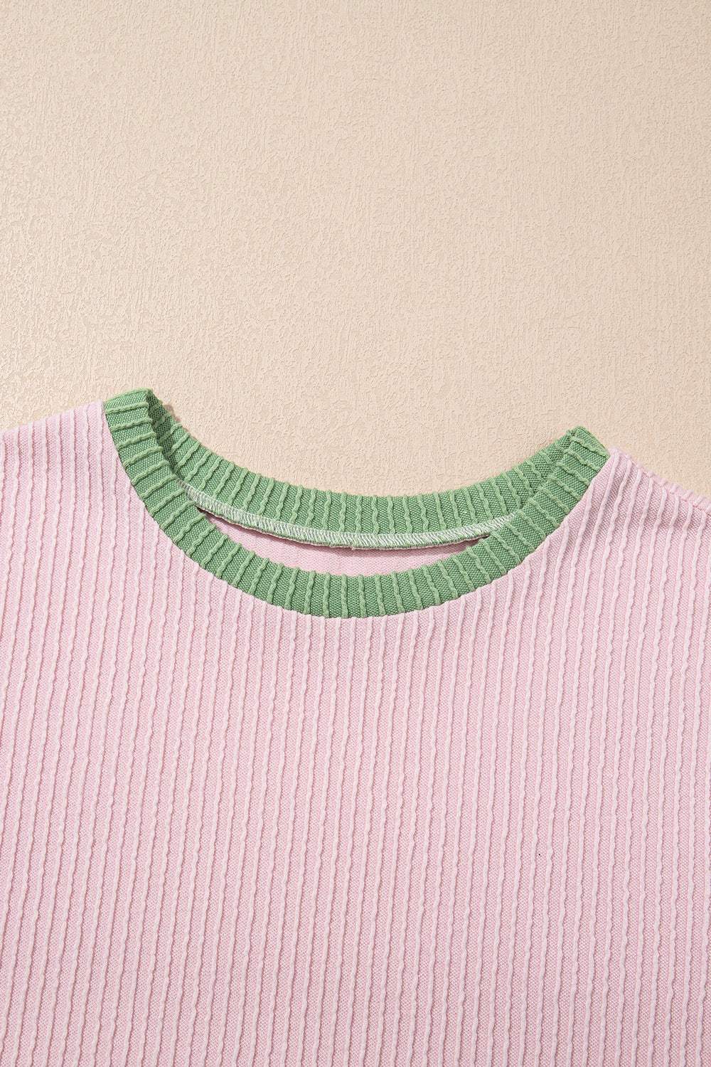 Contrast Trim Round Neck Cap Sleeve Top - Trendsi - Flyclothing LLC