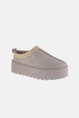 Weeboo Platform Embroidered Trim Slip-On Boots - Trendsi - Flyclothing LLC