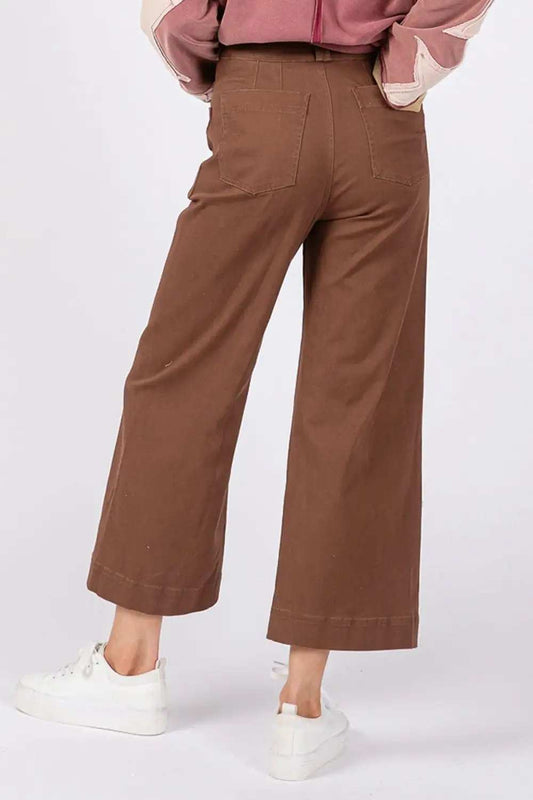 SAGE + FIG Wide Leg Cropped Pants - Trendsi - Flyclothing LLC