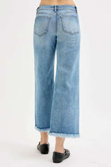 RISEN Full Size Mid Rise Crop Wide Leg Jeans Plus Size - Trendsi - Flyclothing LLC