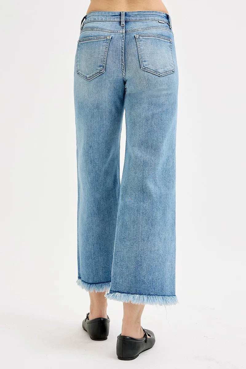 RISEN Full Size Mid Rise Crop Wide Leg Jeans Plus Size - Trendsi - Flyclothing LLC