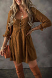 Textured Square Neck Mini Dress - Trendsi - Flyclothing LLC