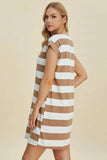Basic Bae Full Size Striped Round Neck Cap Sleeve Mini Dress - Trendsi - Flyclothing LLC