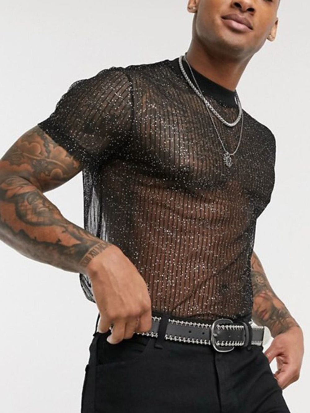 Men's Full Size Mock Neck Short Sleeve Top Plus Size - Trendsi