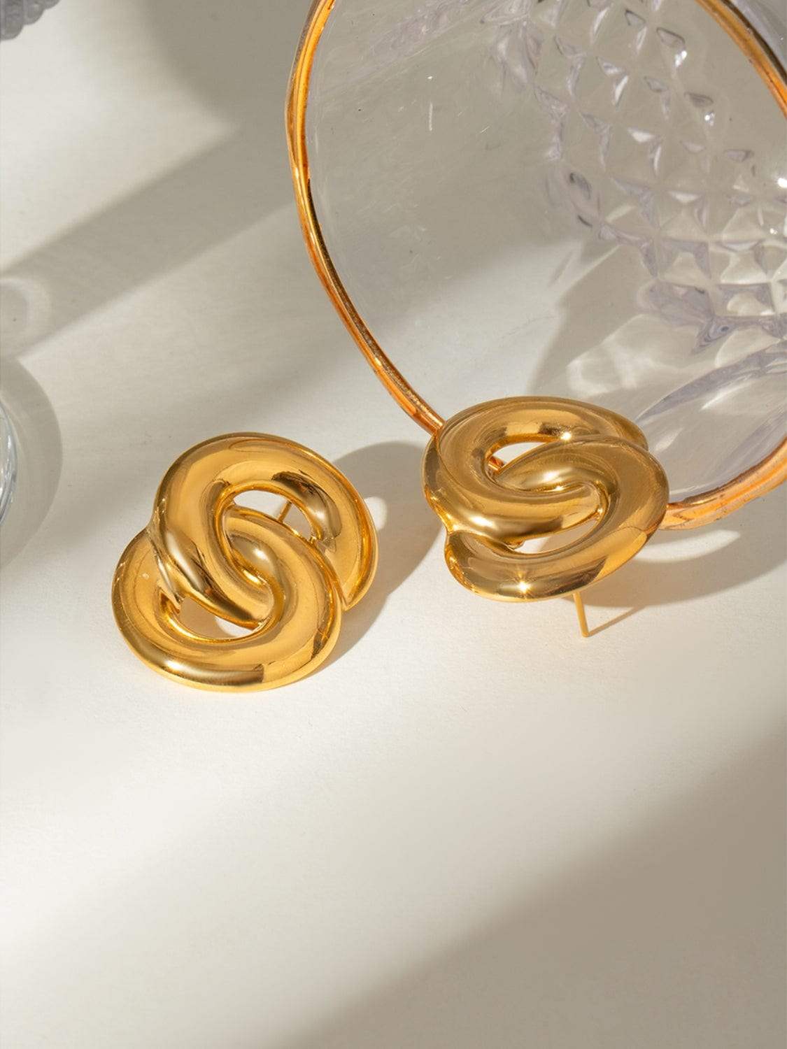 18K Gold-Plated Stainless Steel Knotted Earrings - Trendsi - Flyclothing LLC