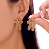 Alloy Gingerbread Man Stud Earrings - Trendsi - Flyclothing LLC