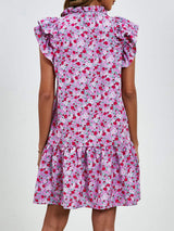 Tied Floral Cap Sleeve Mini Dress - Trendsi - Flyclothing LLC