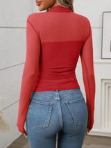 Mock Neck Long Sleeve Top - Trendsi - Flyclothing LLC
