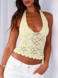 Lace Backless Halter Neck Cami - Trendsi - Flyclothing LLC