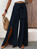 Tied Slit Wide Leg Pants - Trendsi - Flyclothing LLC